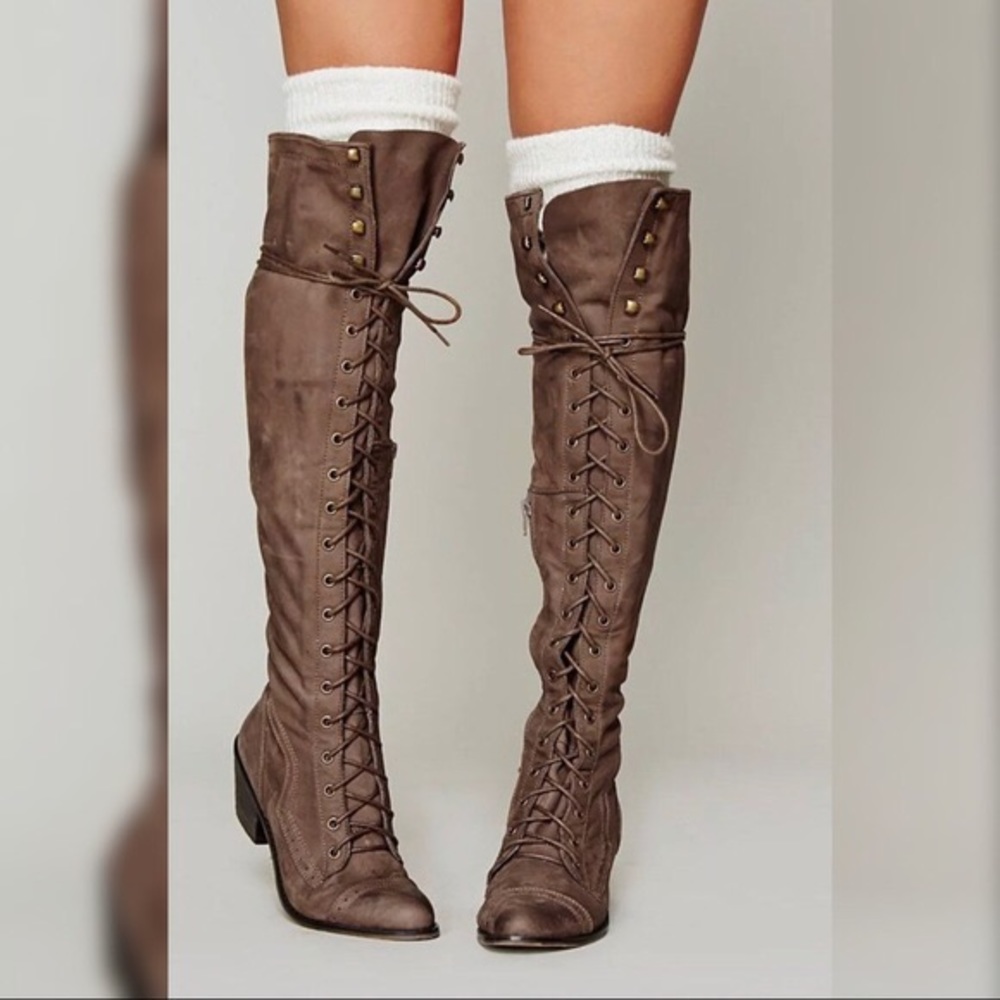 Jeffrey Campbell Joe over the knee lace up boot